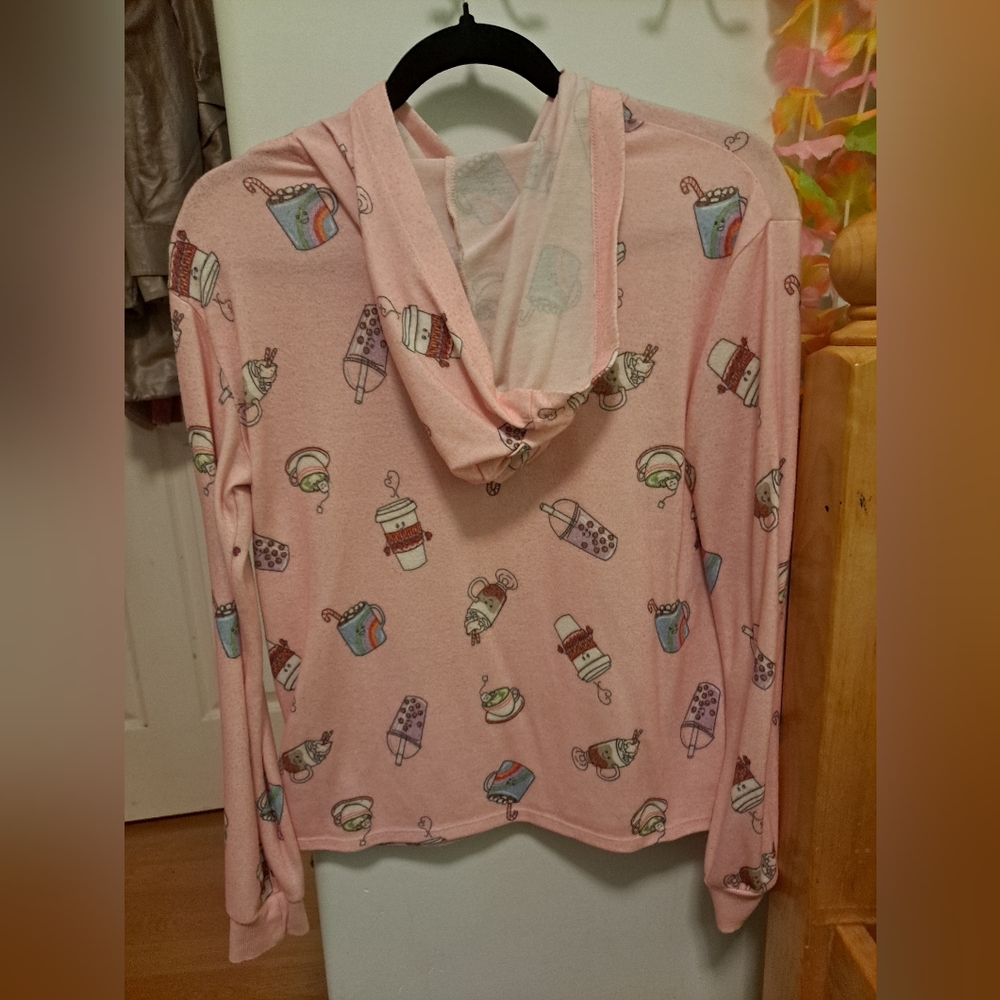 Art Class Girl's Pink Lightweight Flannel Favorite Drinks Hoodie 🩷 - Picture 3 of 3
